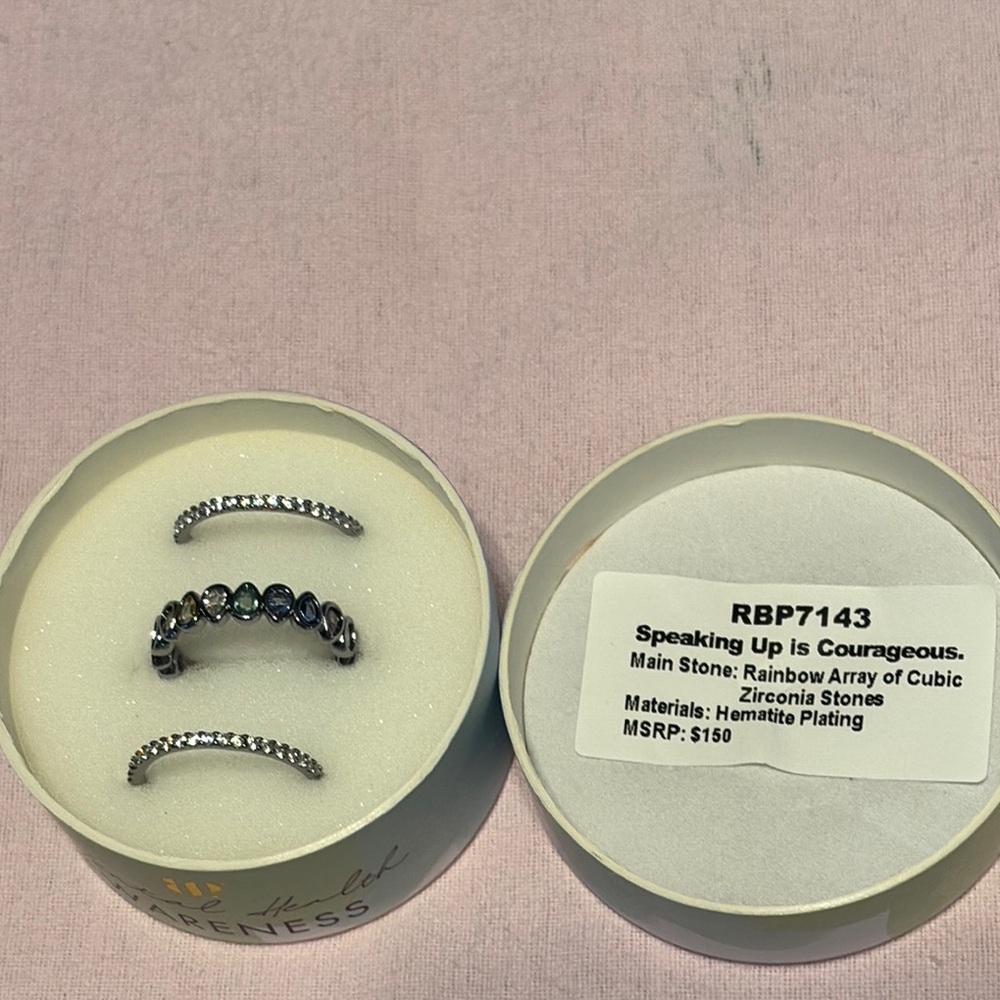 Silver and Rainbow Zirconia Rings Set
